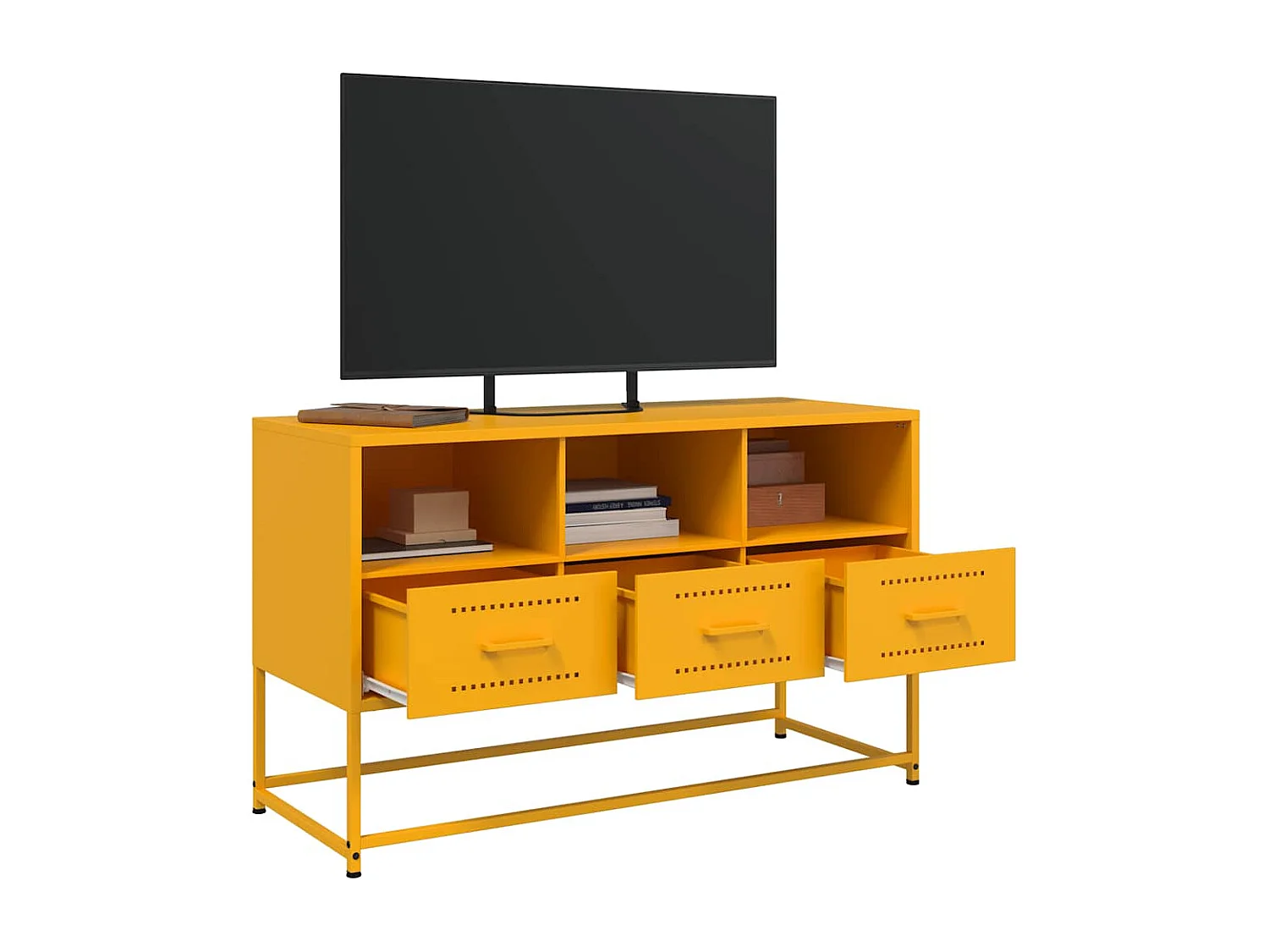 Tv-meubel 100,5x39x60,5 cm staal mosterdgeel