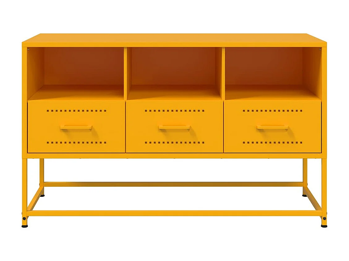 Tv-meubel 100,5x39x60,5 cm staal mosterdgeel