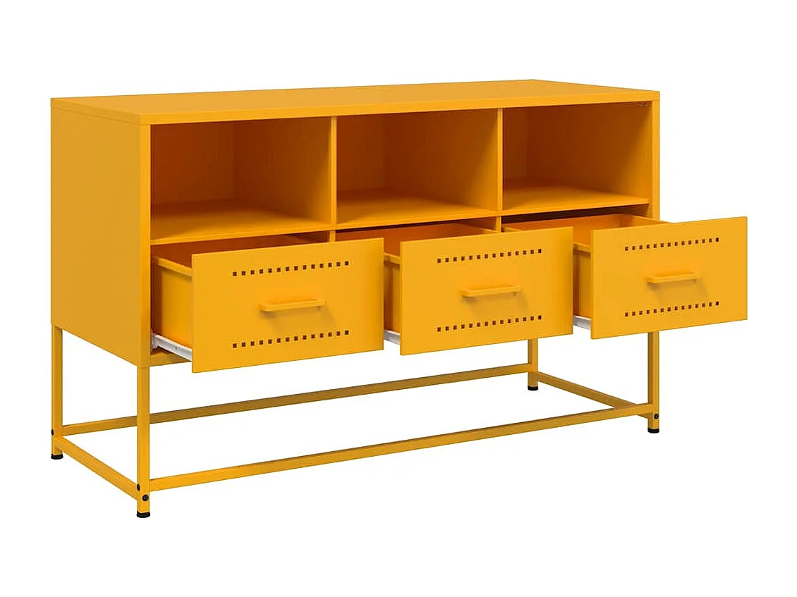 Tv-meubel 100,5x39x60,5 cm staal mosterdgeel