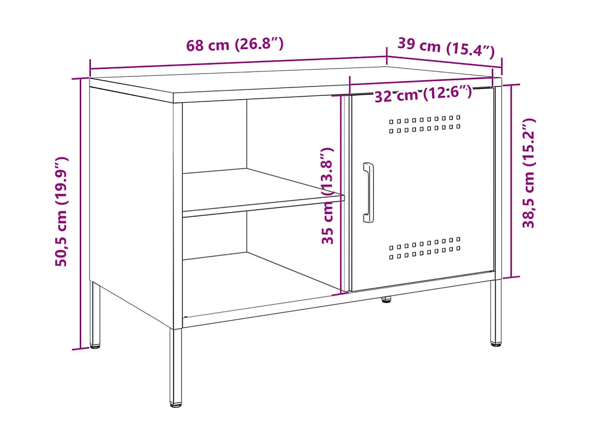 Mobili TV 2pz Antracite 68x39x50,5 cm in Acciaio