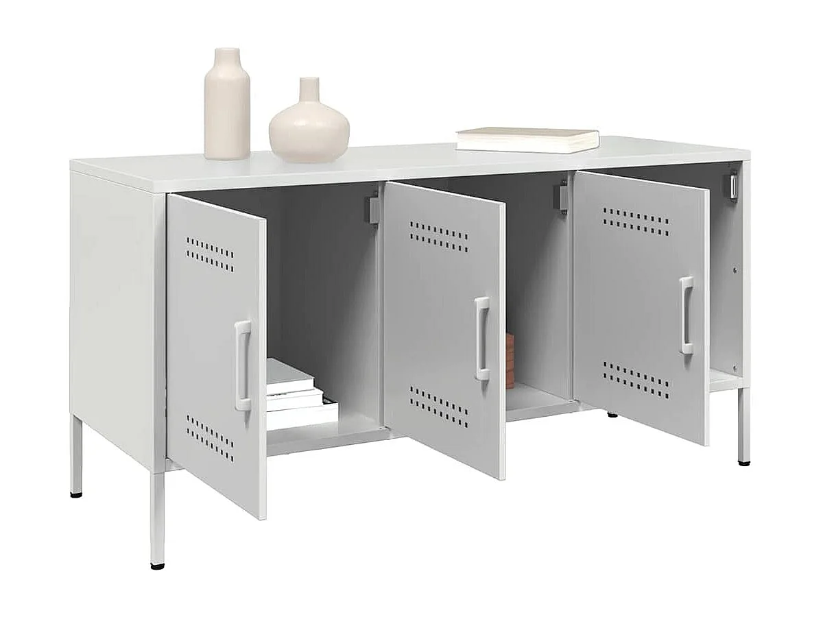 Meuble TV blanc 100,5x39x50,5 cm acier