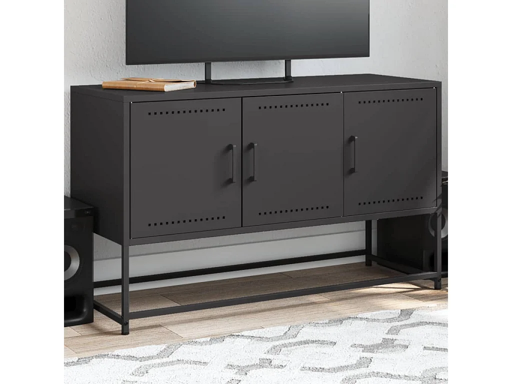 Mueble para TV de acero negro 100,5x39x60,5 cm