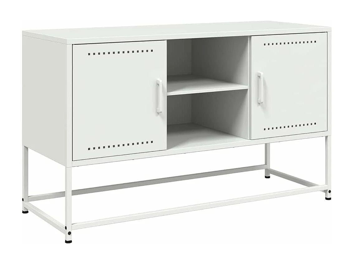 Meuble TV blanc 100,5x39x60,5 cm acier