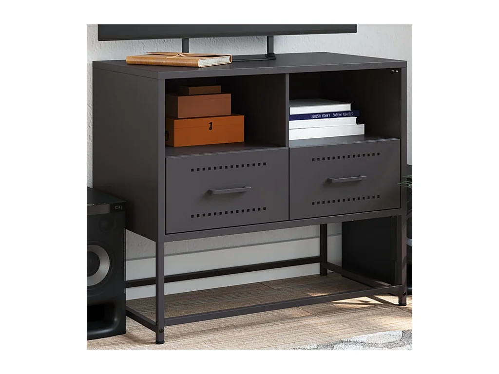 Meuble TV noir 68x39x60,5 cm acier
