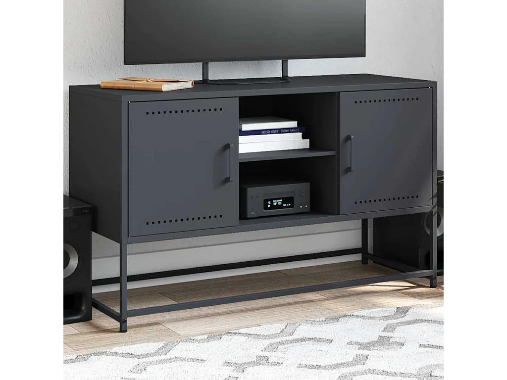 Tv-meubel 100,5x39x60,5 cm staal antracietkleurig