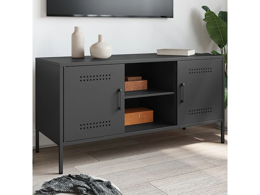 Mobile TV Nero 100,5x39x50,5 cm in Acciaio