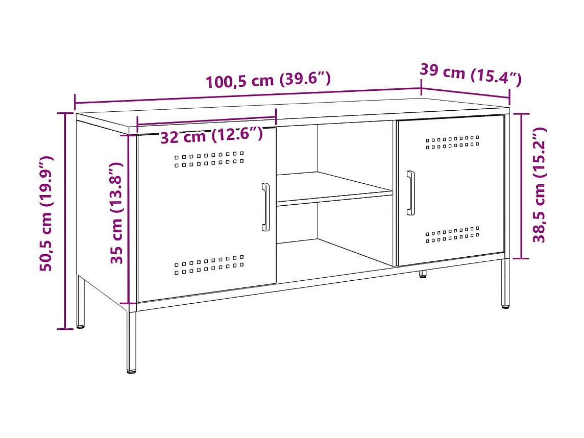 Mobile TV Nero 100,5x39x50,5 cm in Acciaio