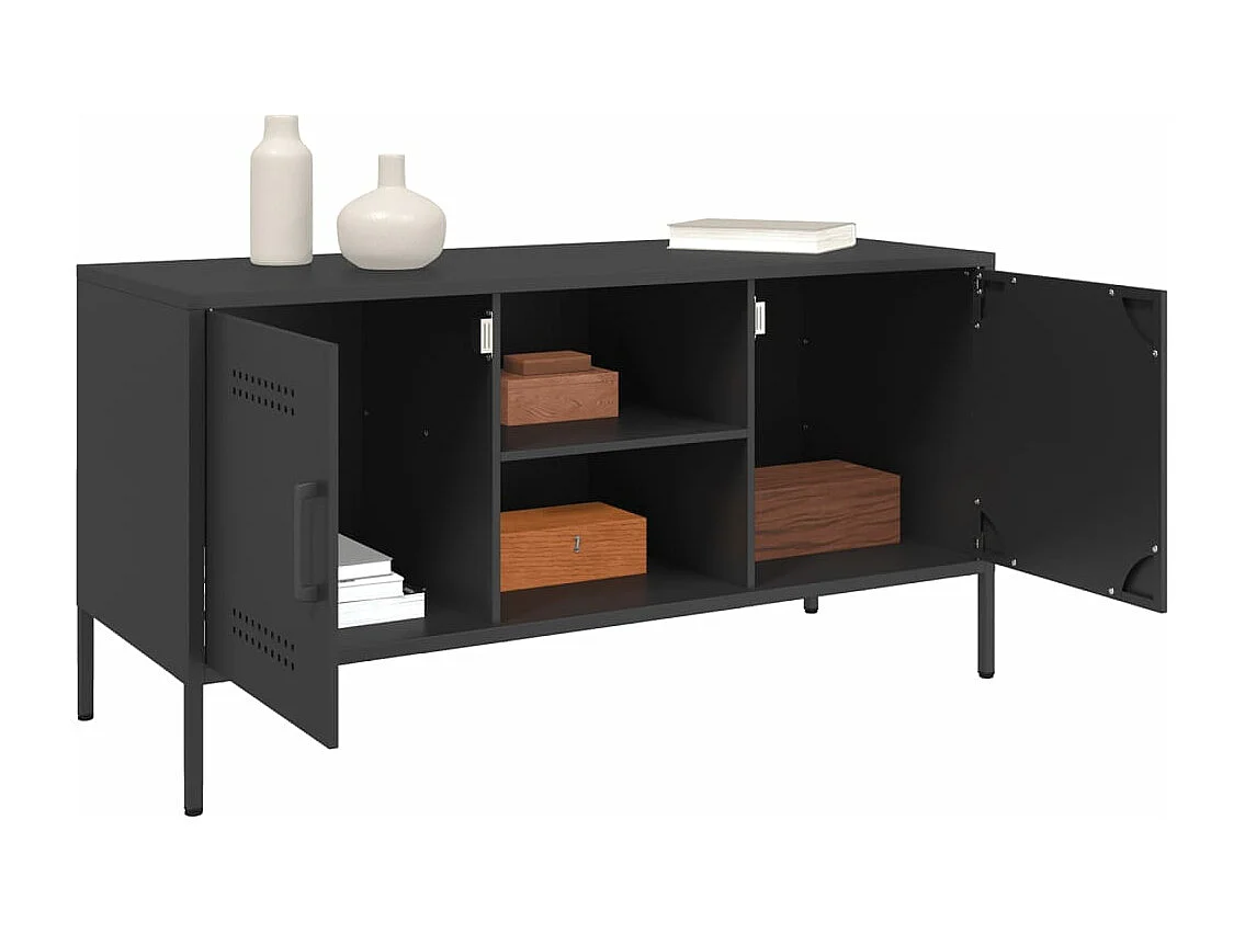 Mobile TV Nero 100,5x39x50,5 cm in Acciaio