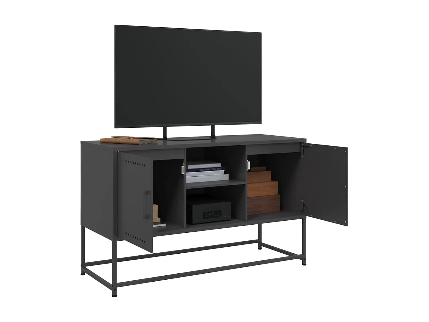 Meuble TV noir 100,5x39x60,5 cm acier