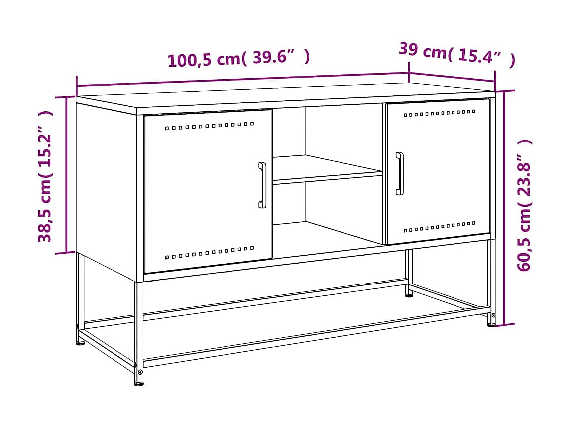 Meuble TV noir 100,5x39x60,5 cm acier