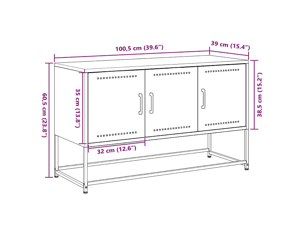 TV-Schrank Weiß 100,5x39x60,5 cm Stahl