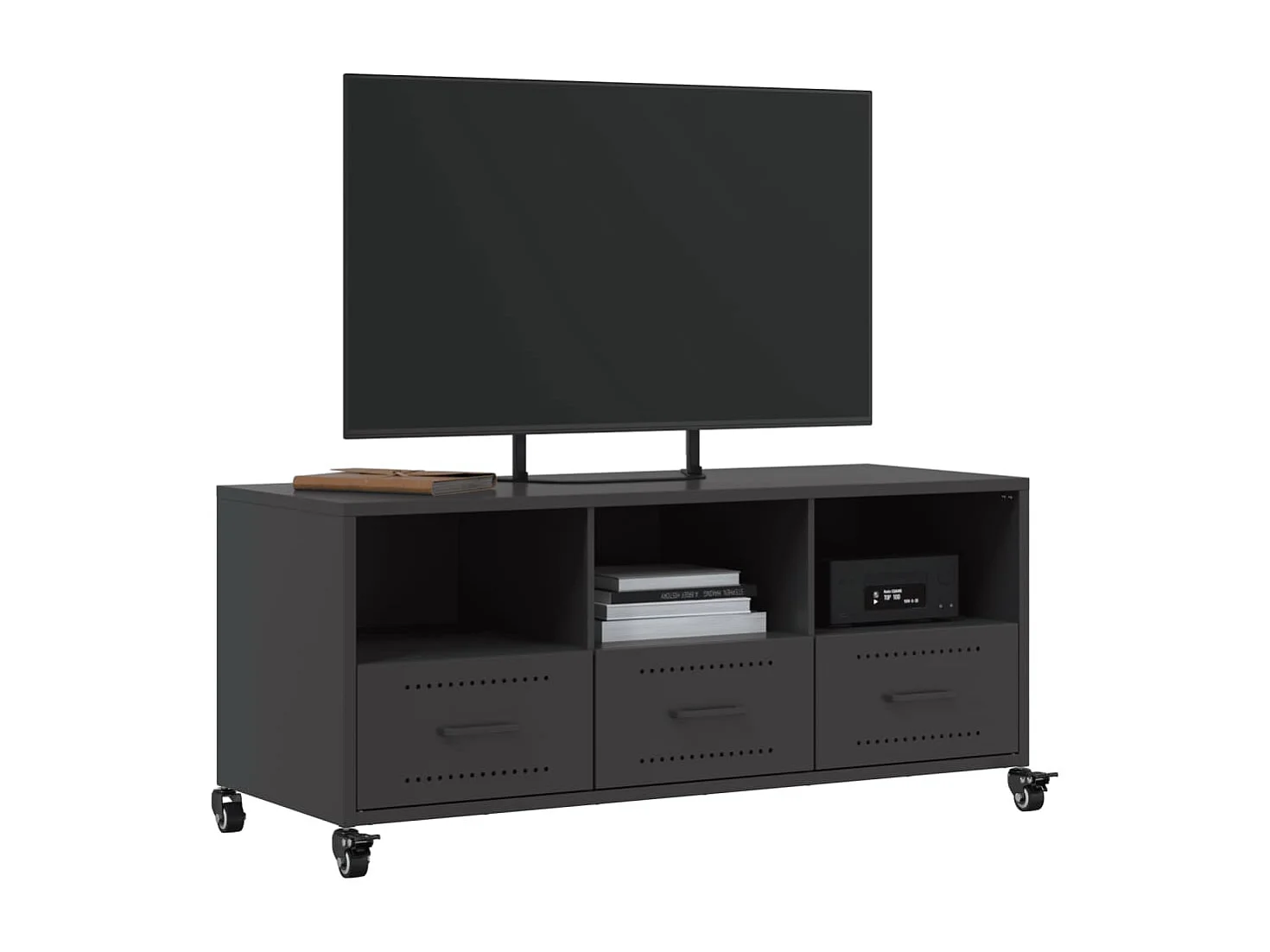 Meuble TV noir 100,5x39x43,5 cm acier