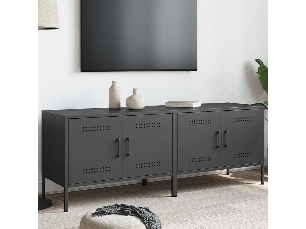 Mobili TV 2pz Neri 68x39x50,5 cm in Acciaio