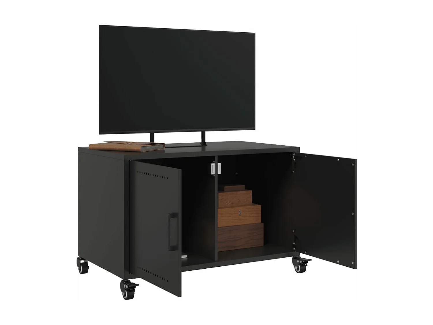 Meuble TV noir 68x39x43,5 cm acier