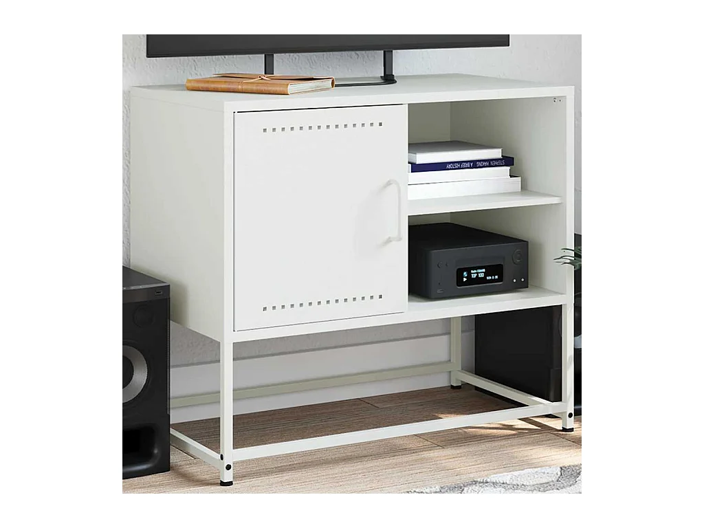 Meuble TV blanc 68x39x60,5 cm acier