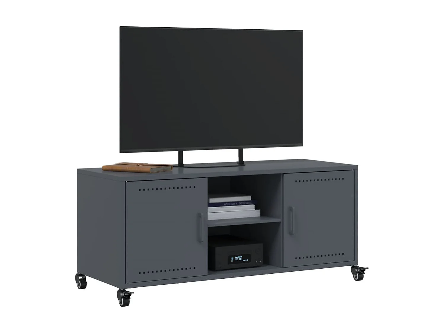 Meuble TV anthracite 100,5x39x43,5 cm acier