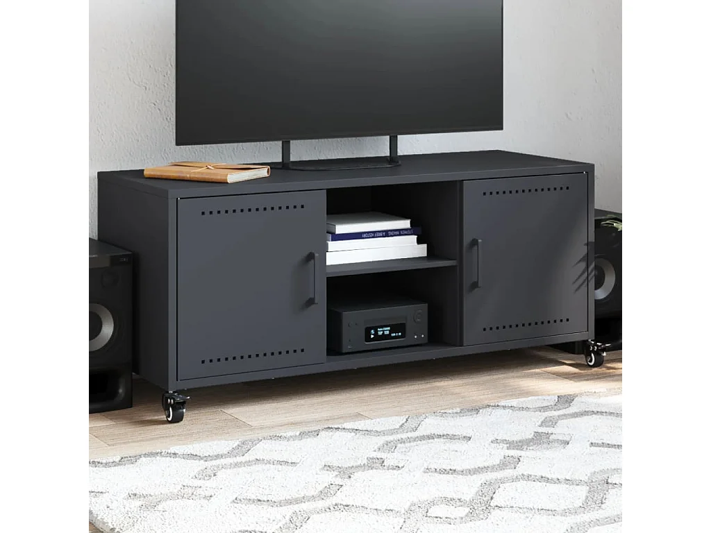 Meuble TV anthracite 100,5x39x43,5 cm acier