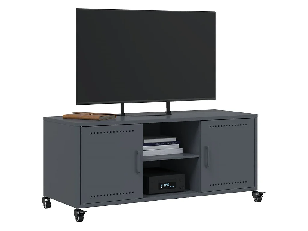 Meuble TV anthracite 100,5x39x43,5 cm acier