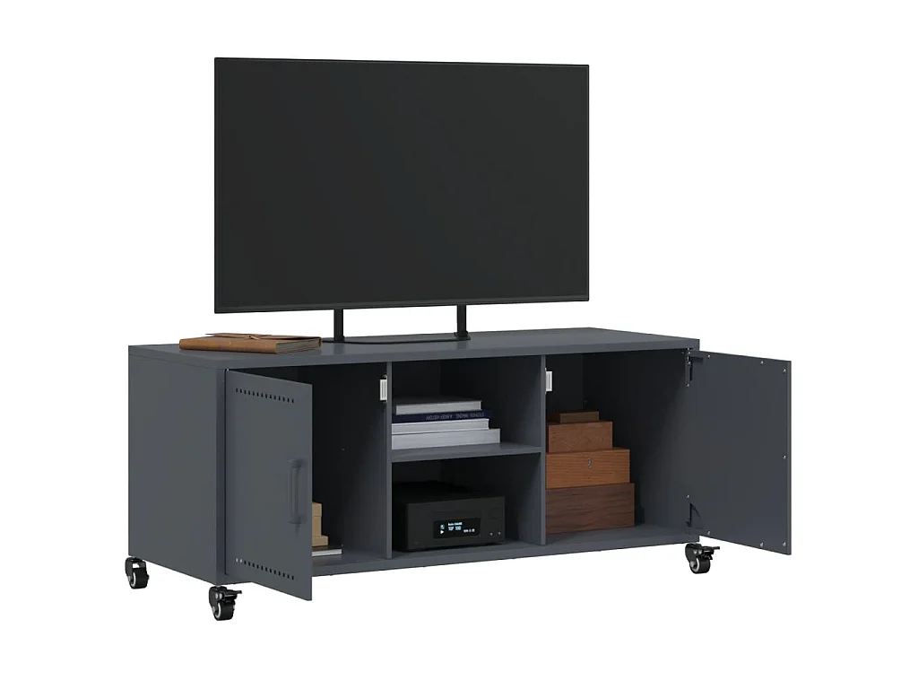 Meuble TV anthracite 100,5x39x43,5 cm acier
