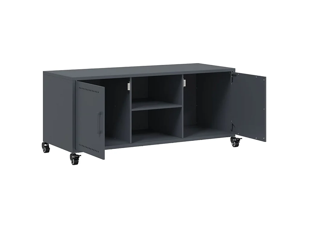 Meuble TV anthracite 100,5x39x43,5 cm acier