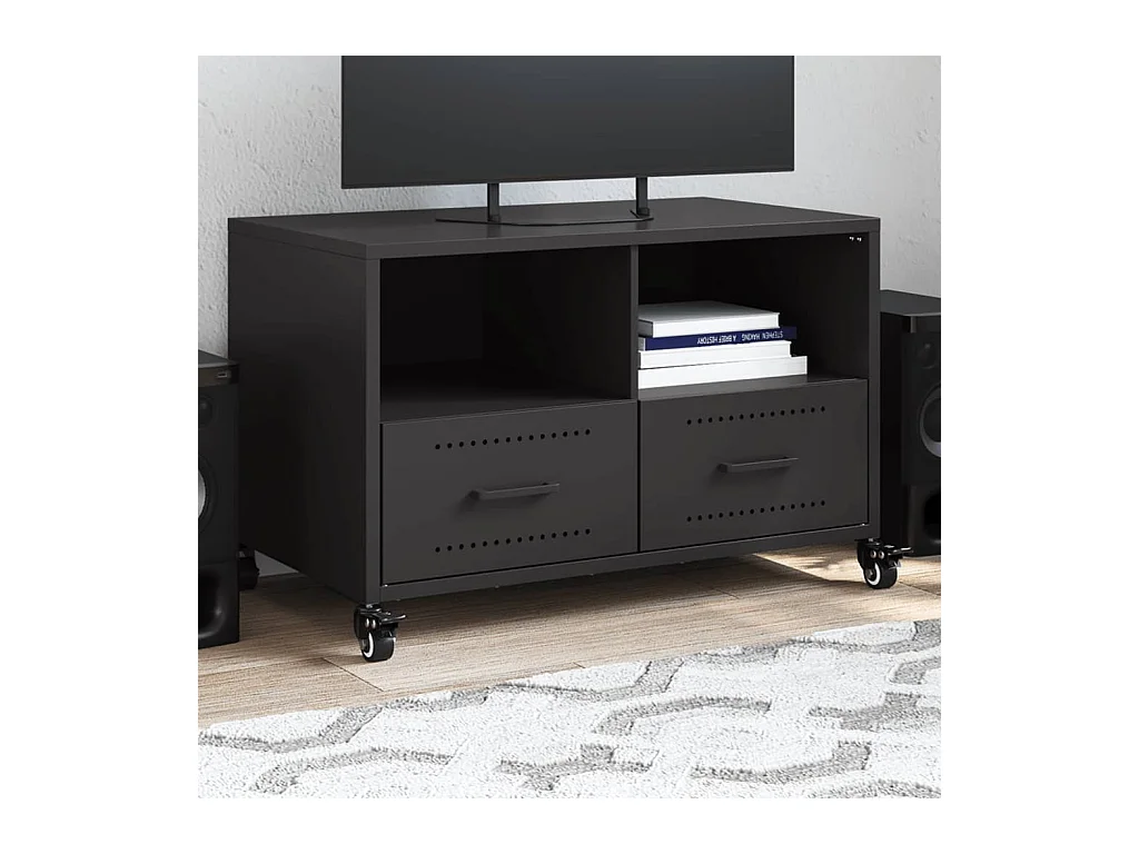 Meuble TV noir 68x39x43,5 cm acier