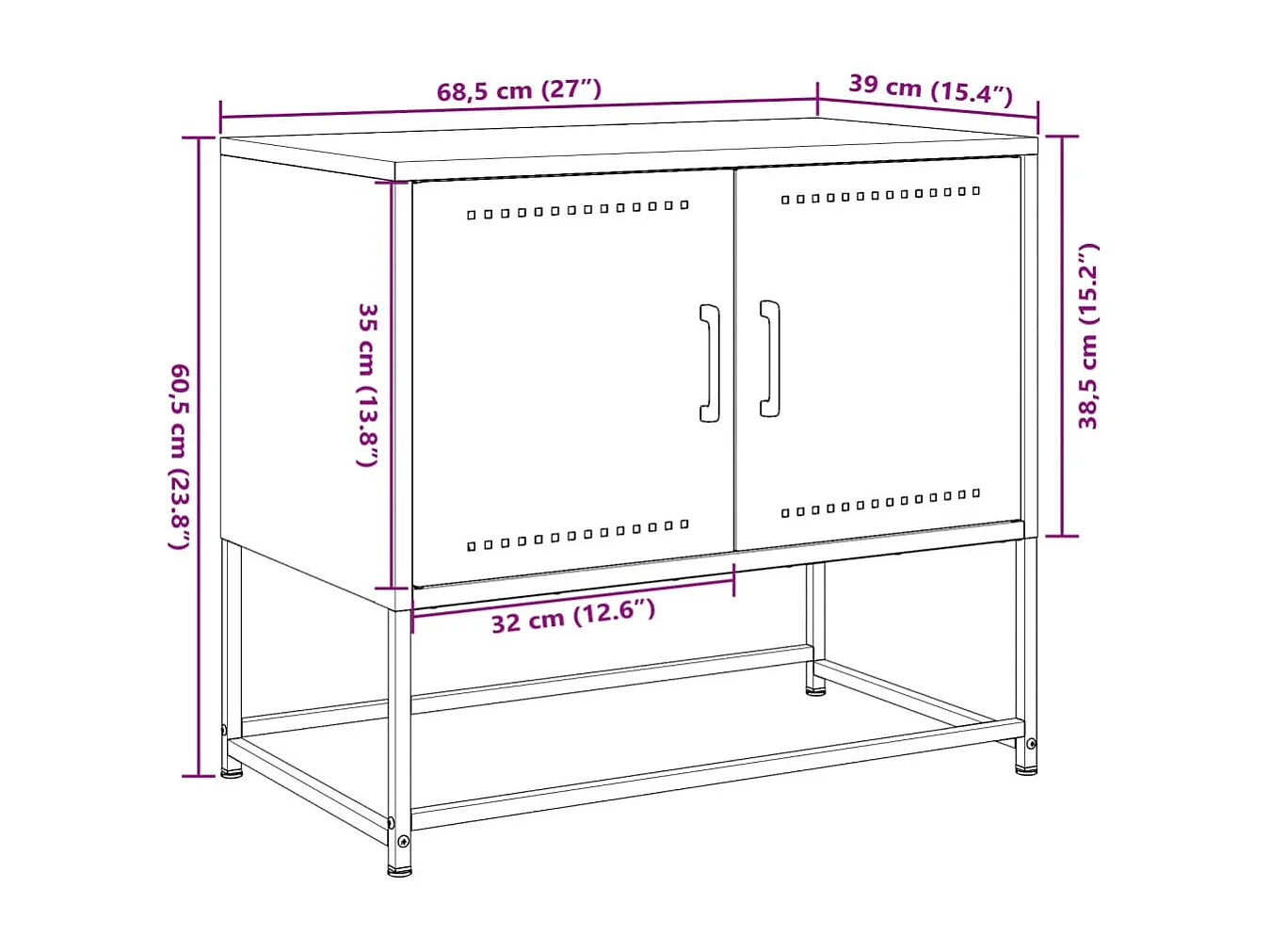 Meuble TV anthracite 68,5x39x60,5 cm acier