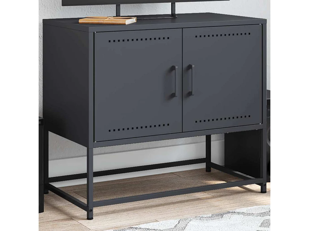Meuble TV anthracite 68,5x39x60,5 cm acier