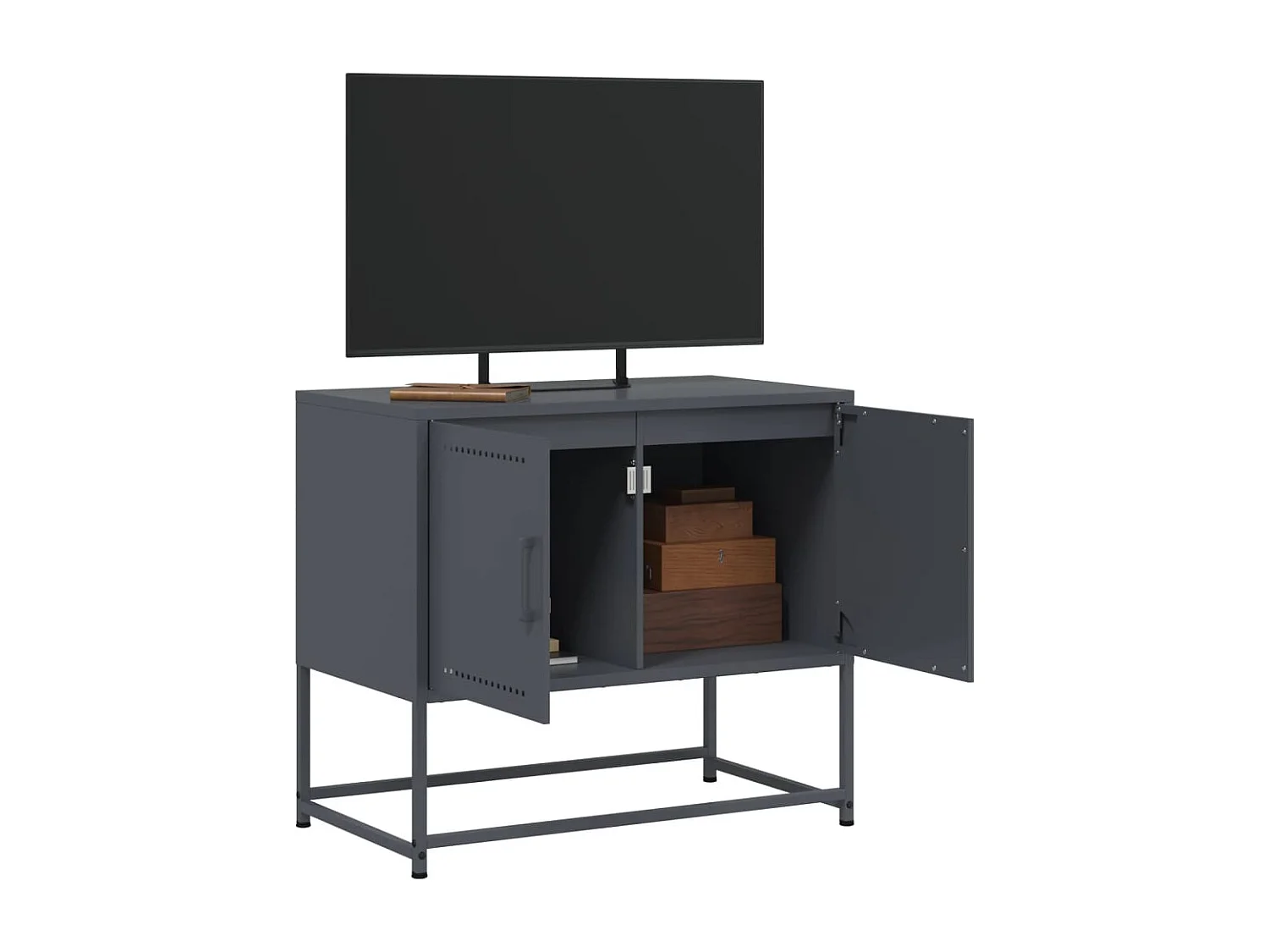 Meuble TV anthracite 68,5x39x60,5 cm acier