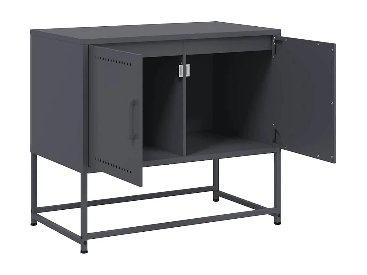 Meuble TV anthracite 68,5x39x60,5 cm acier