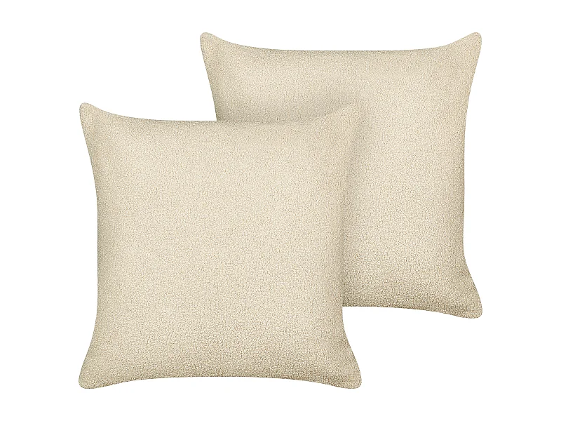 Set di 2 cuscini LEUZEA Bouclé 45 x 45 cm Beige Tinta unita