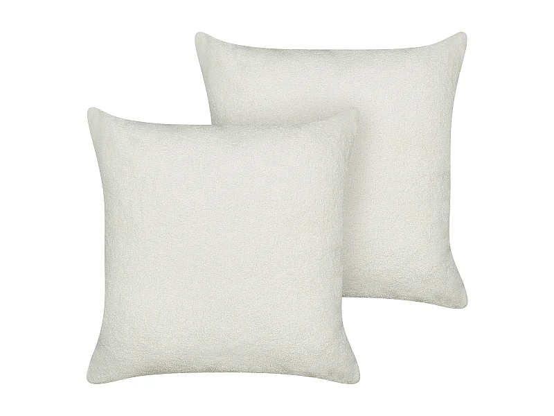Lot de 2 coussins décoratifs LEUZEA Bouclé 60 x 60 cm Blanc cassé Unicolore