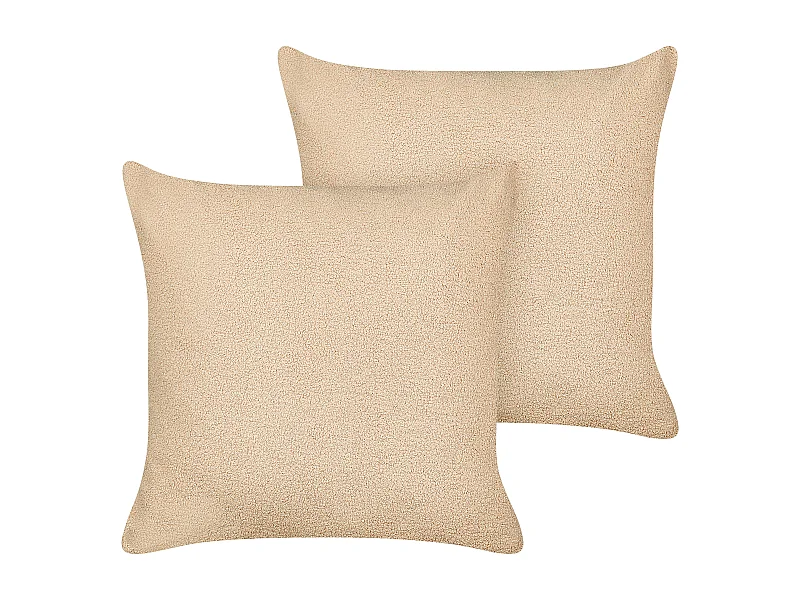 Lot de 2 coussins décoratifs LEUZEA Bouclé 60 x 60 cm Beige sable Unicolore