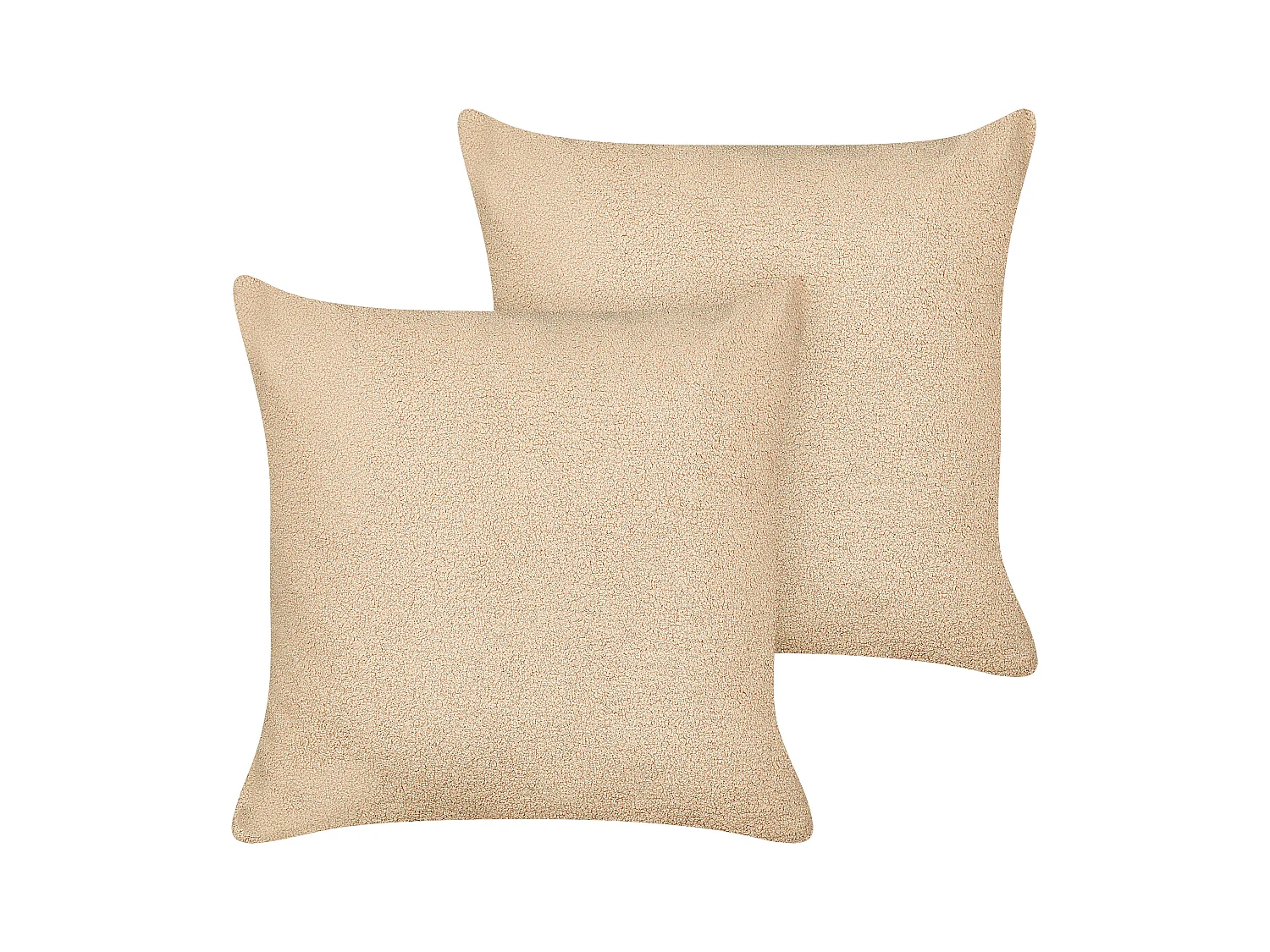 Lot de 2 coussins décoratifs LEUZEA Bouclé 60 x 60 cm Beige sable Unicolore