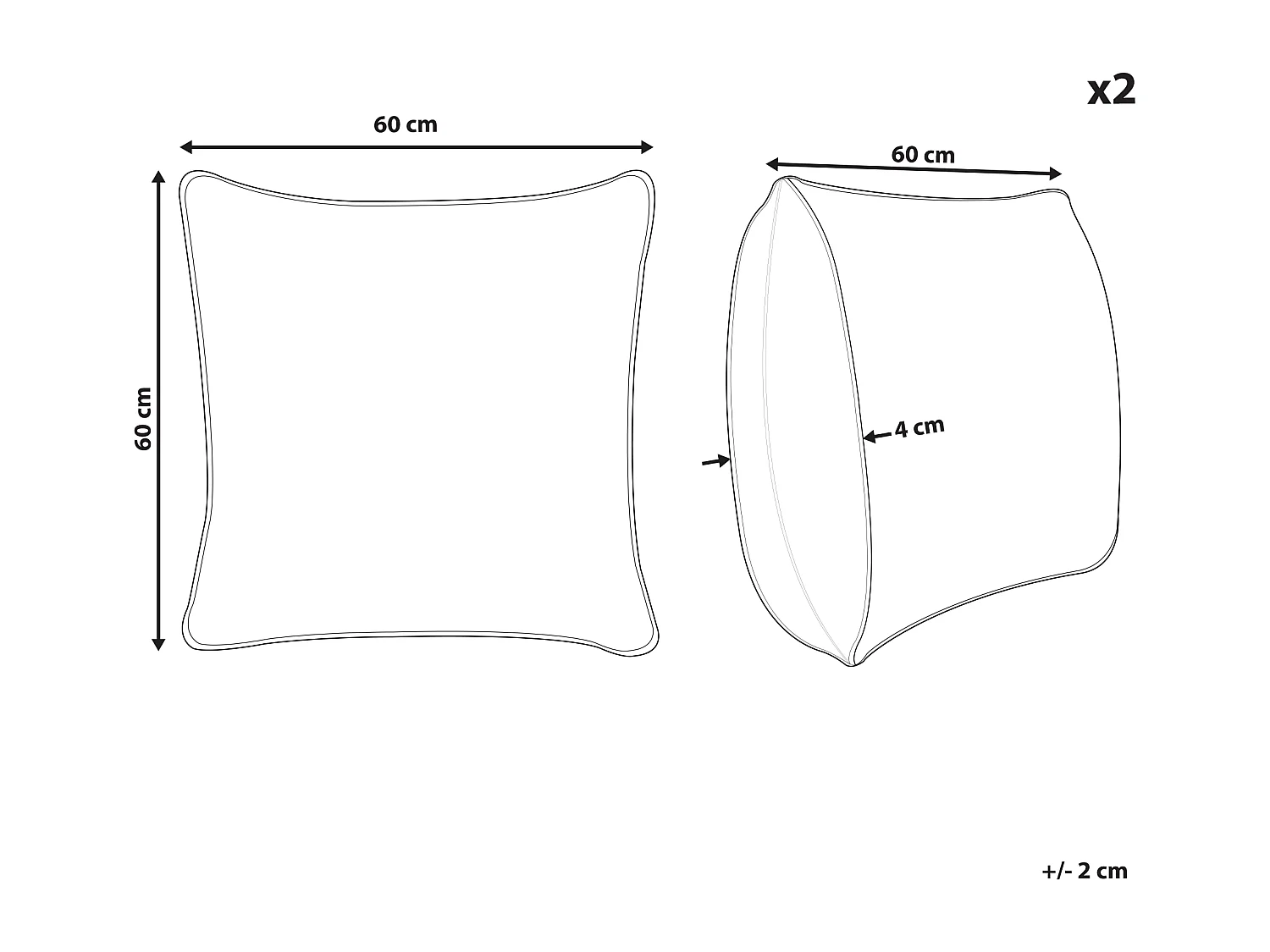 Lot de 2 coussins décoratifs LEUZEA Bouclé 60 x 60 cm Beige sable Unicolore