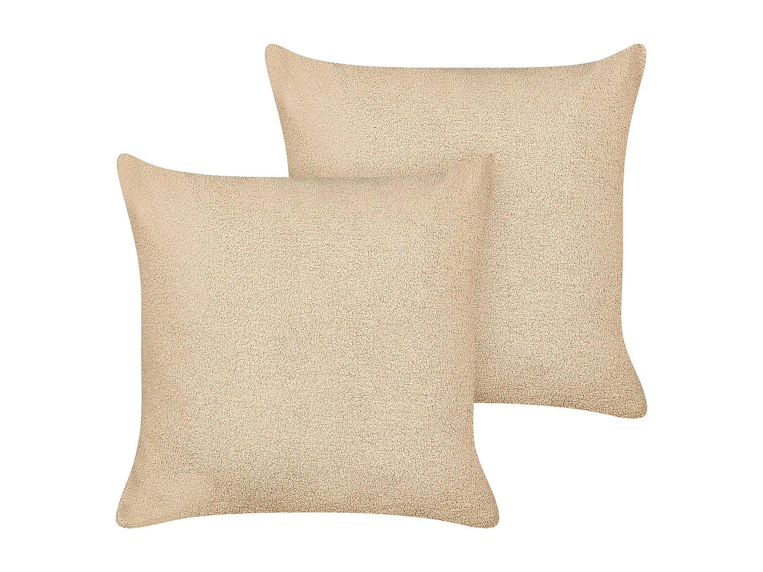 Conjunto de 2 almofadas decorativas LEUZEA Bouclé 60 x 60 cm Cor de areia Sólido