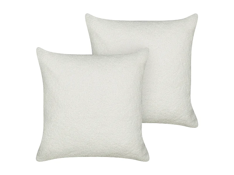 Set van 2 decoratieve kussens LEUZEA Bouclé 45 x 45 cm Gebroken wit Effen