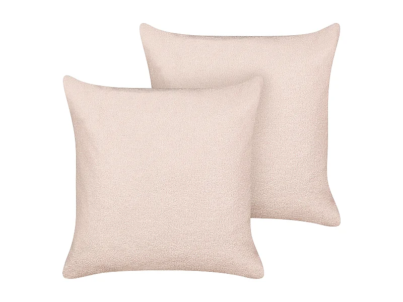 Dekokissen 2er Set mit Füllung Bouclé rosa quadratisch 60x60cm einfarbig Leuzea