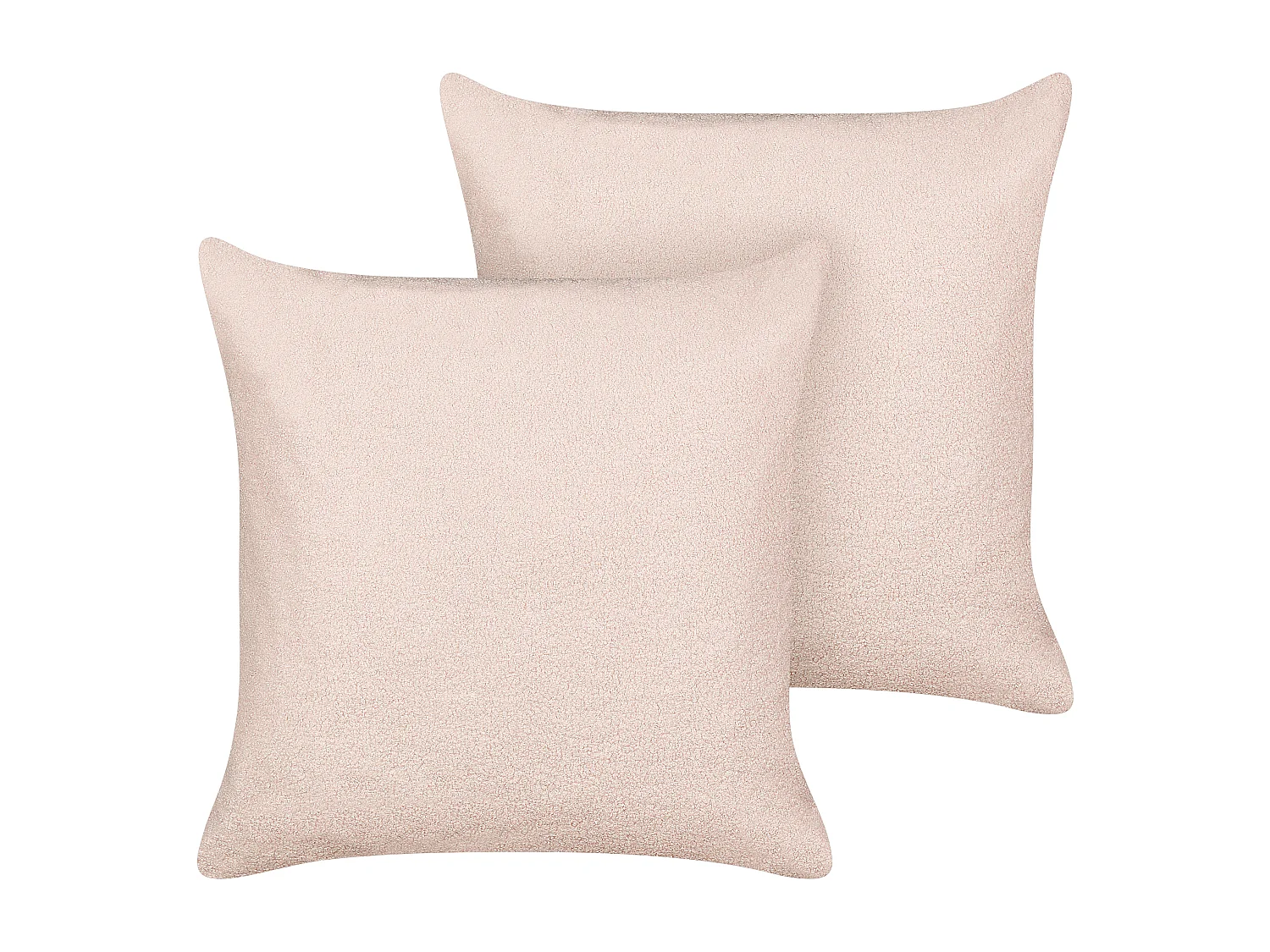 Conjunto de 2 cojines decorativos LEUZEA Bouclé 60 x 60 cm Rosa pastel Liso