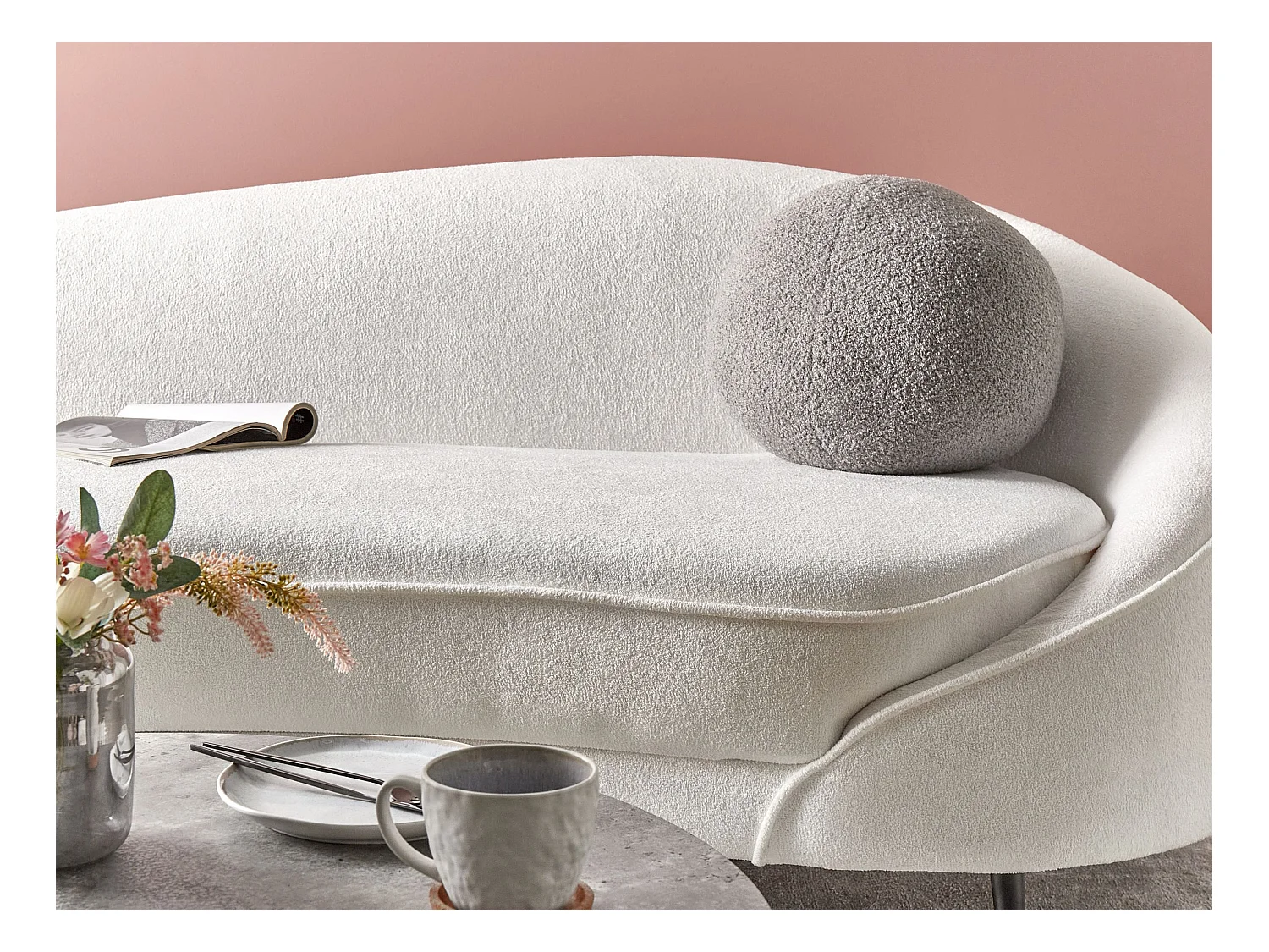 Dekokissen SALVIA Bouclé 30 x 30 cm Grau Ohne Muster