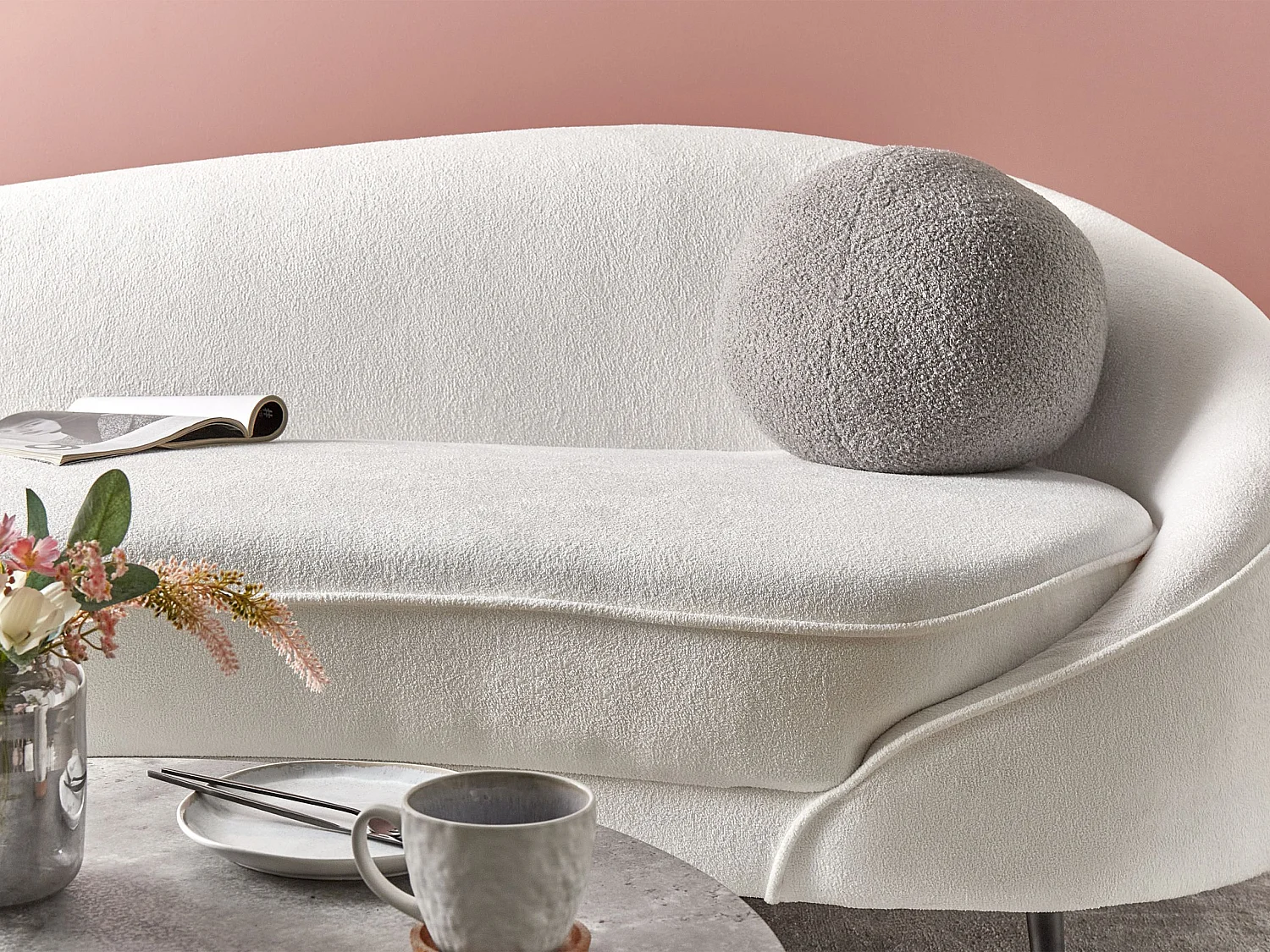 Coussin SALVIA Bouclé 30 x 30 cm Gris Unicolore