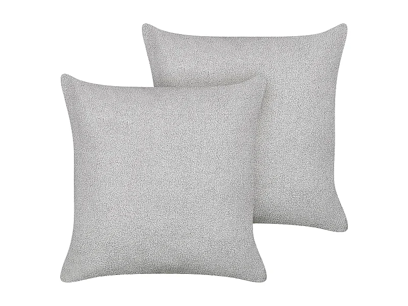 Set di 2 cuscini LEUZEA Bouclé 60 x 60 cm Grigio Tinta unita