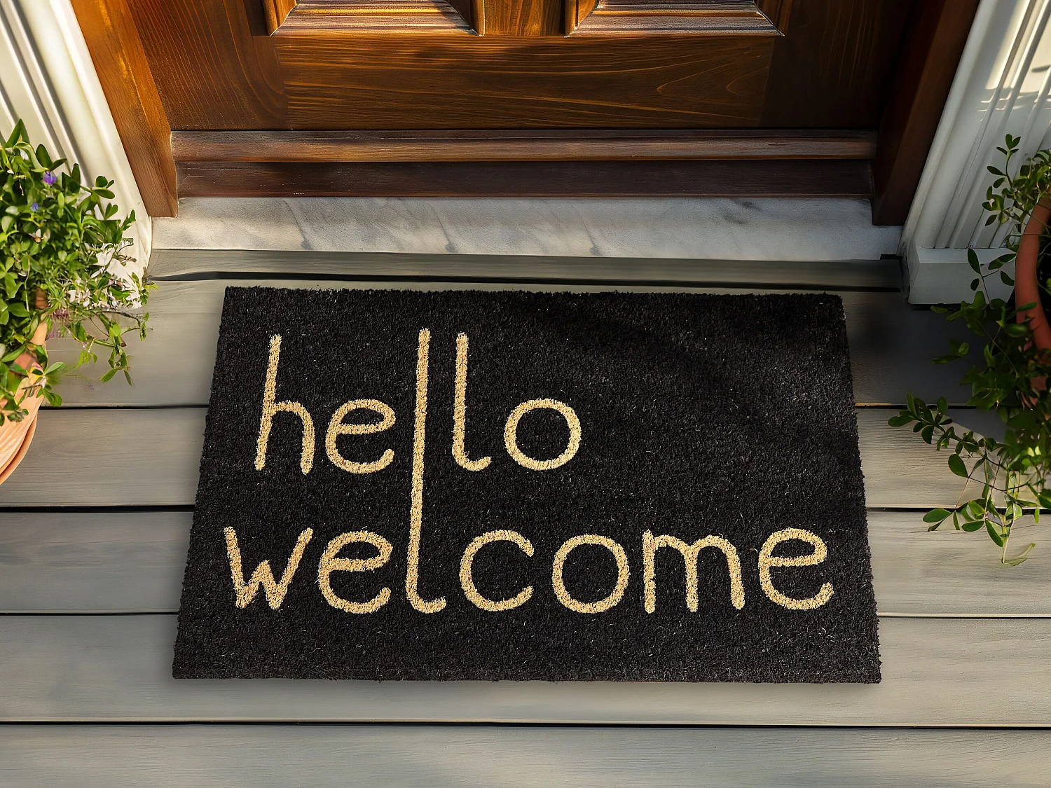 Paillasson FANSIPAN Noir 40 x 60 cm Texte Fibre de coco