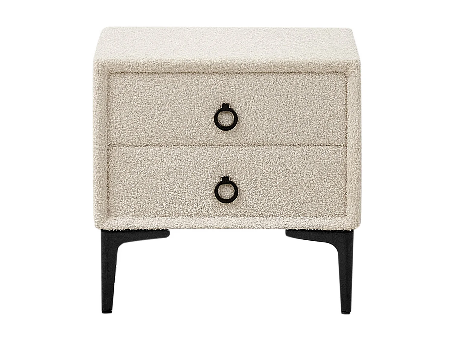 Table de nuit à 2 tiroirs SEZANNE Bouclé Blanc cassé