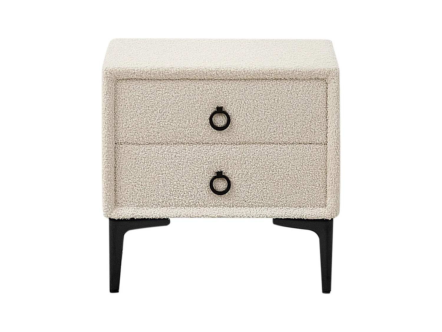 Table de nuit à 2 tiroirs SEZANNE Bouclé Blanc cassé