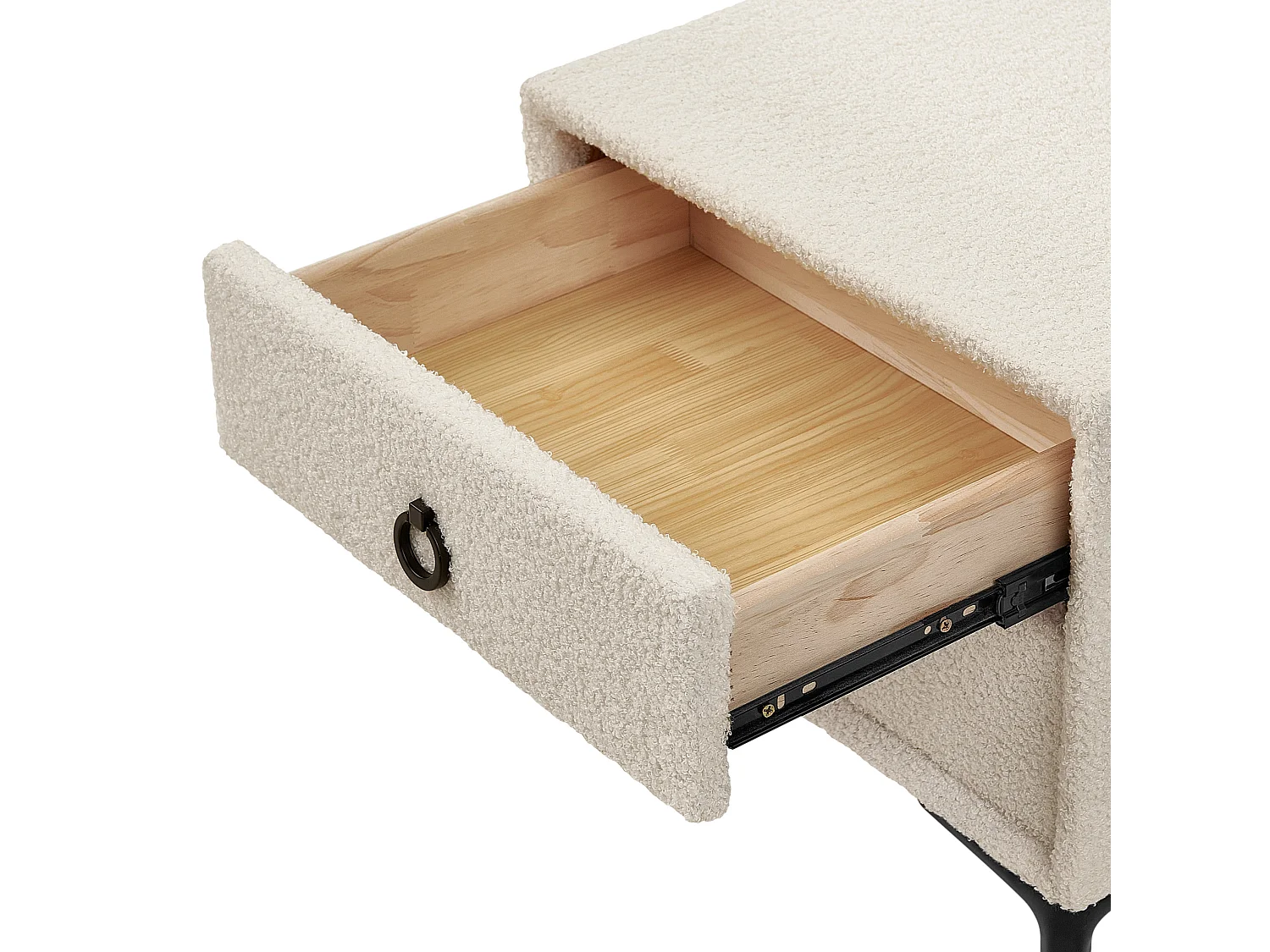 Table de nuit à 2 tiroirs SEZANNE Bouclé Blanc cassé