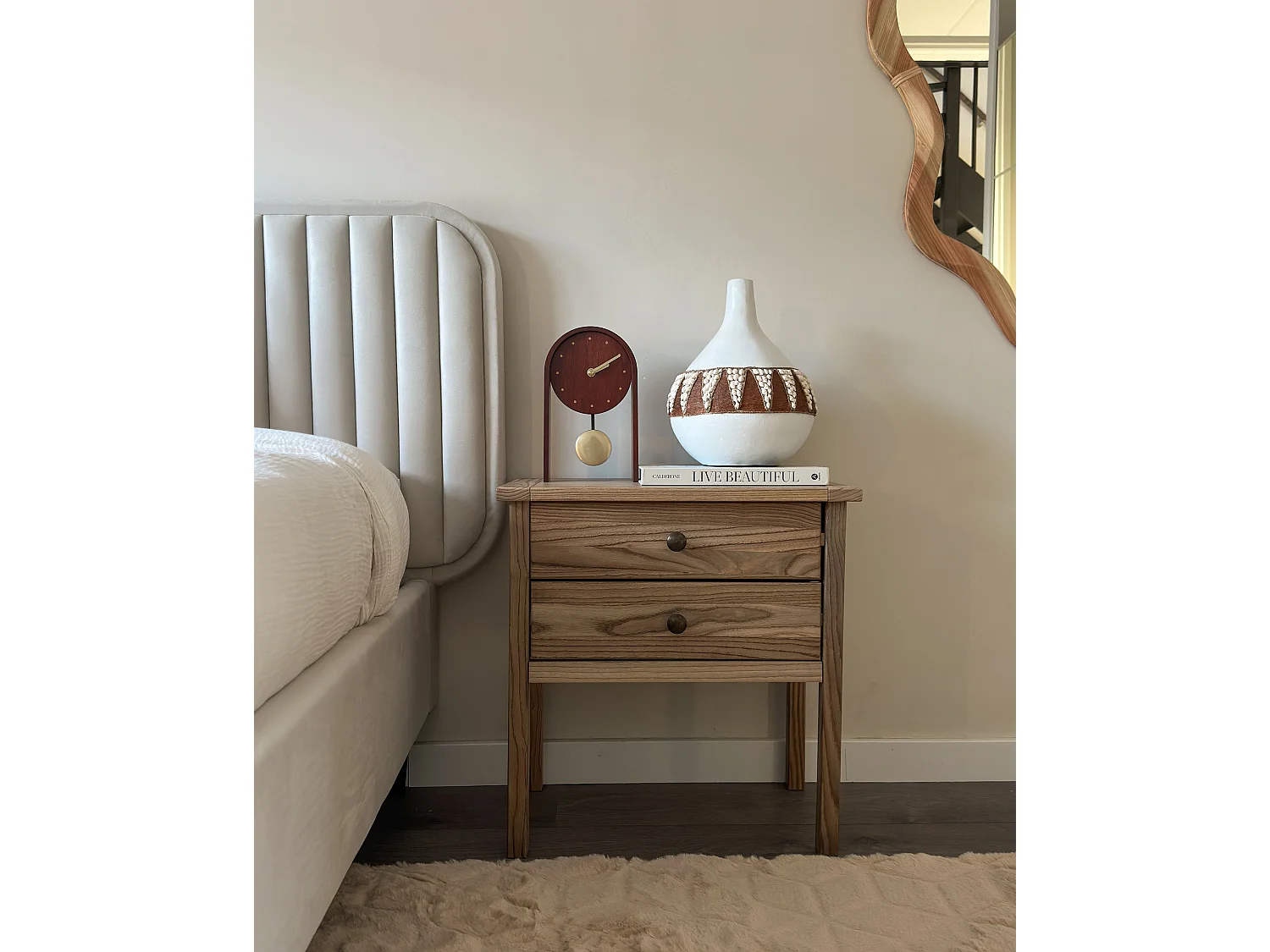 Comodino 2 cassetti SALTON Legno Marrone