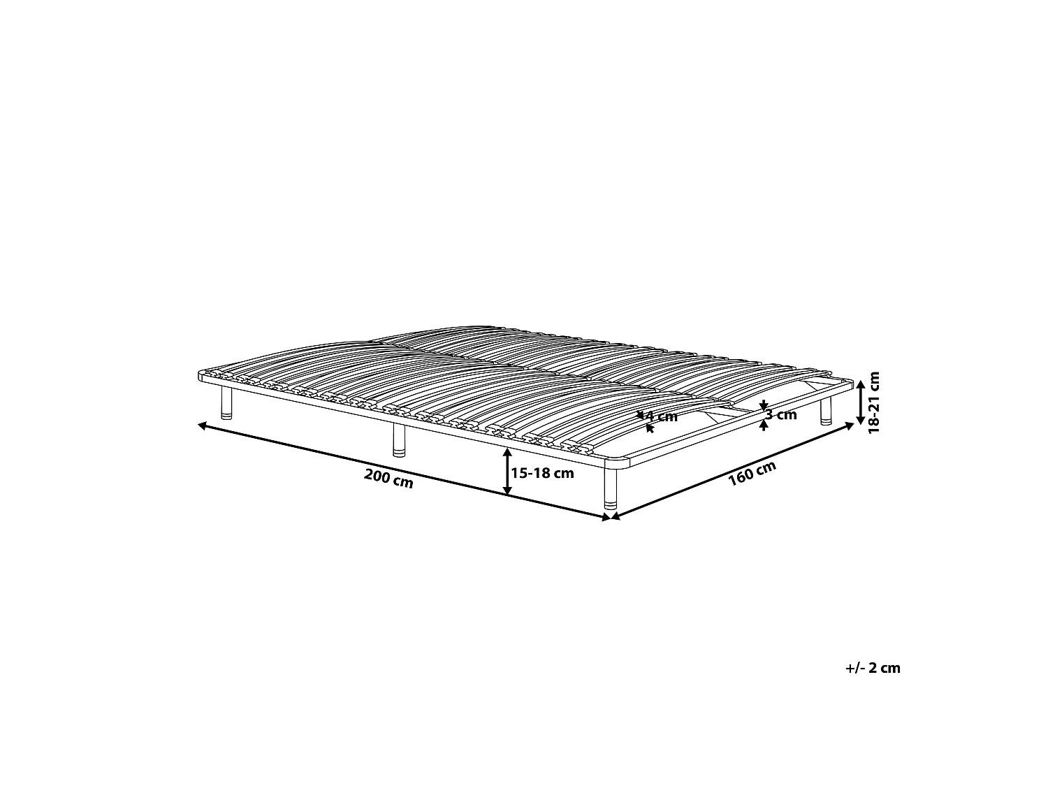 Freestanding Slatted Bed Base COMBOURG 160 x 200 cm (EU King Size)