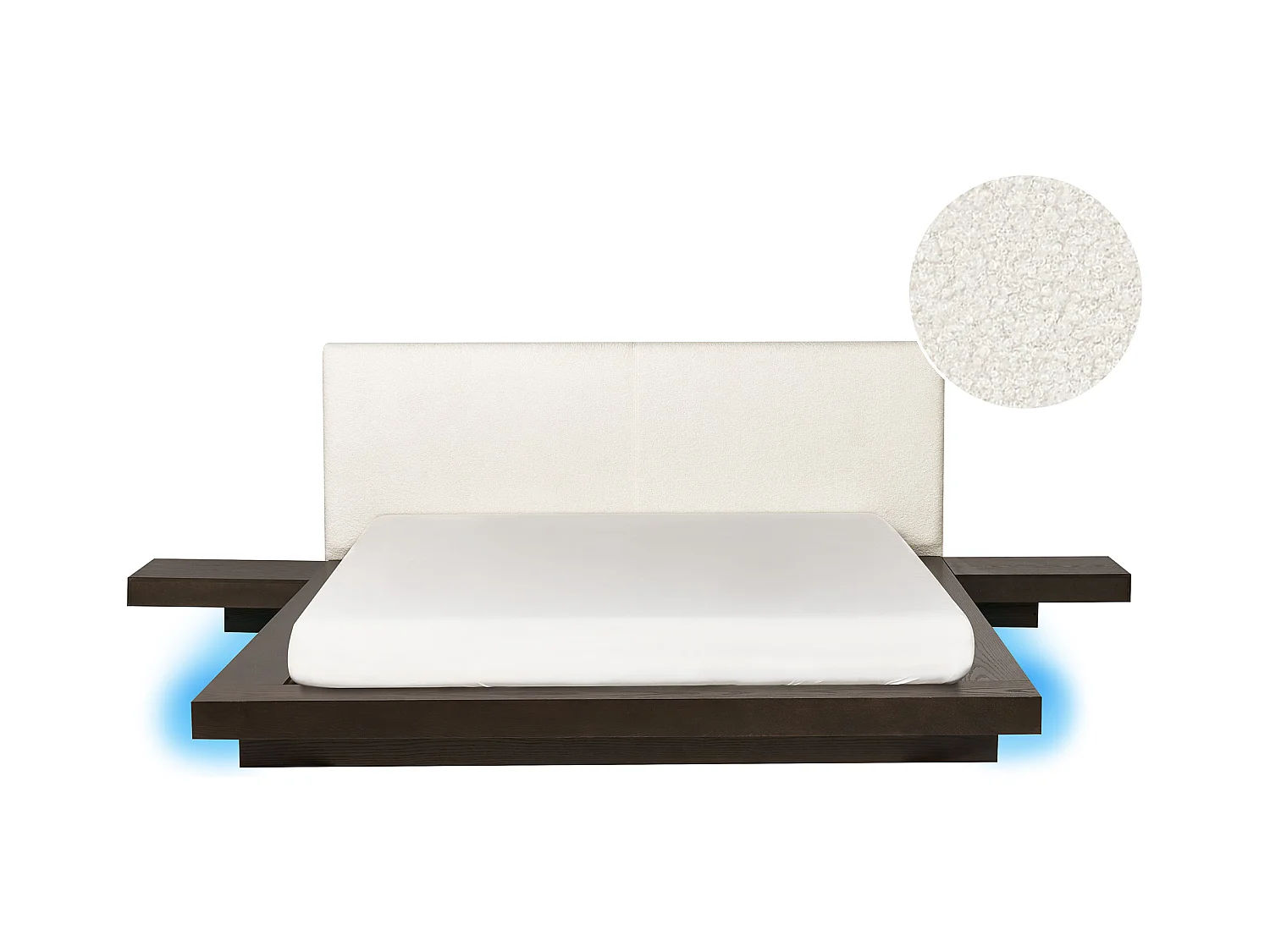 Bett mit LED Bouclé ZEN 160 x 200 cm LED Dunkle Esche