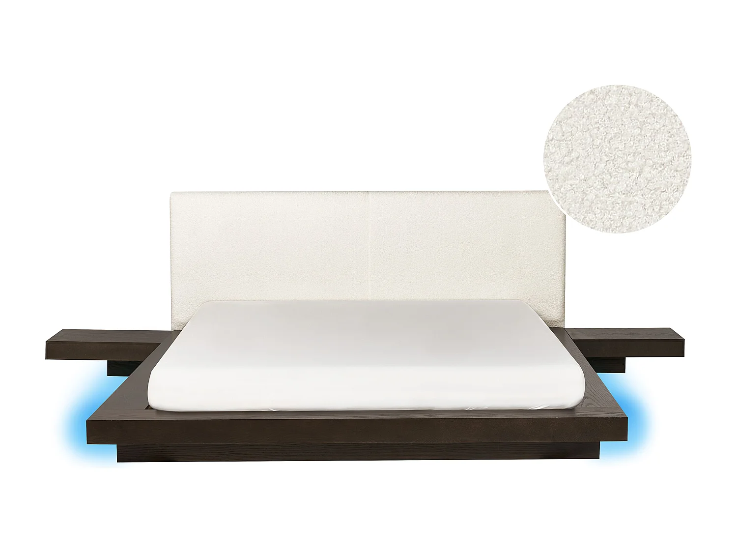 Lit avec LED Bouclé ZEN 160 x 200 cm LED Frêne foncé