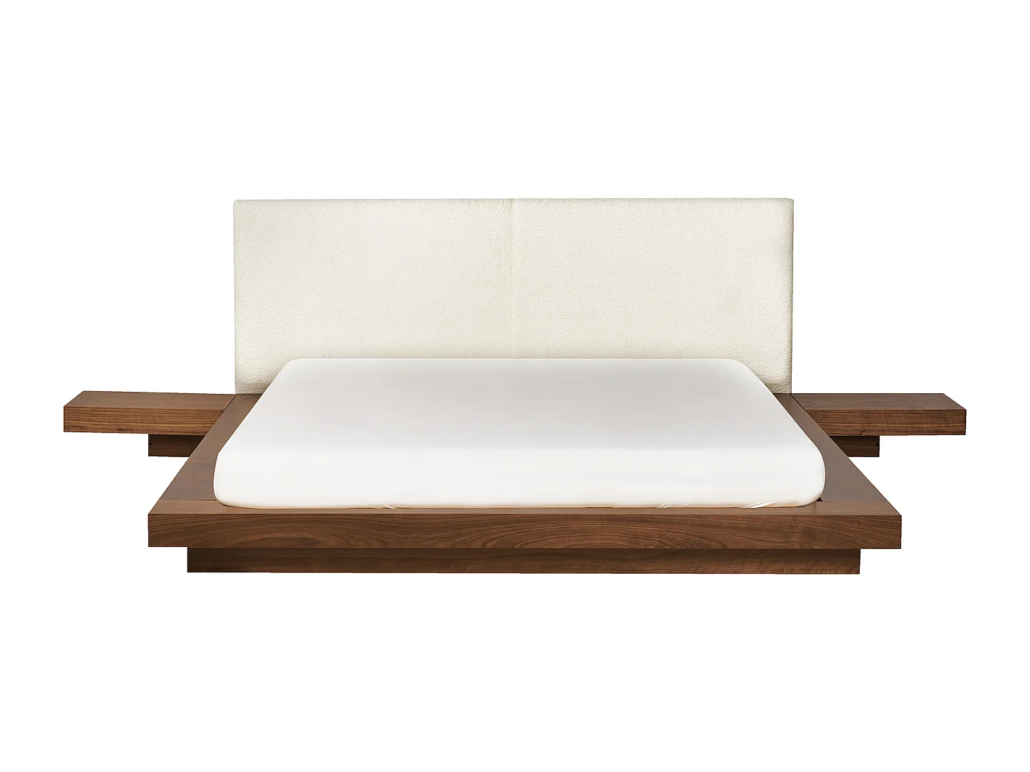 Lit avec LED Bouclé ZEN 160 x 200 cm LED Frêne marron